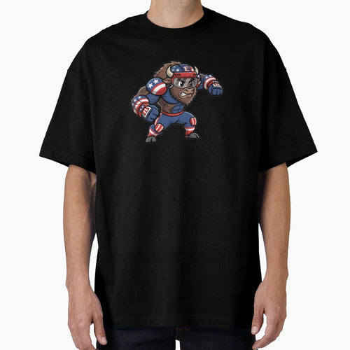 Fierce Bison Mascot Portrays T-Shirt - Minimalist Print for Adults - T-Shirt, Sweatshirt, Hoodie