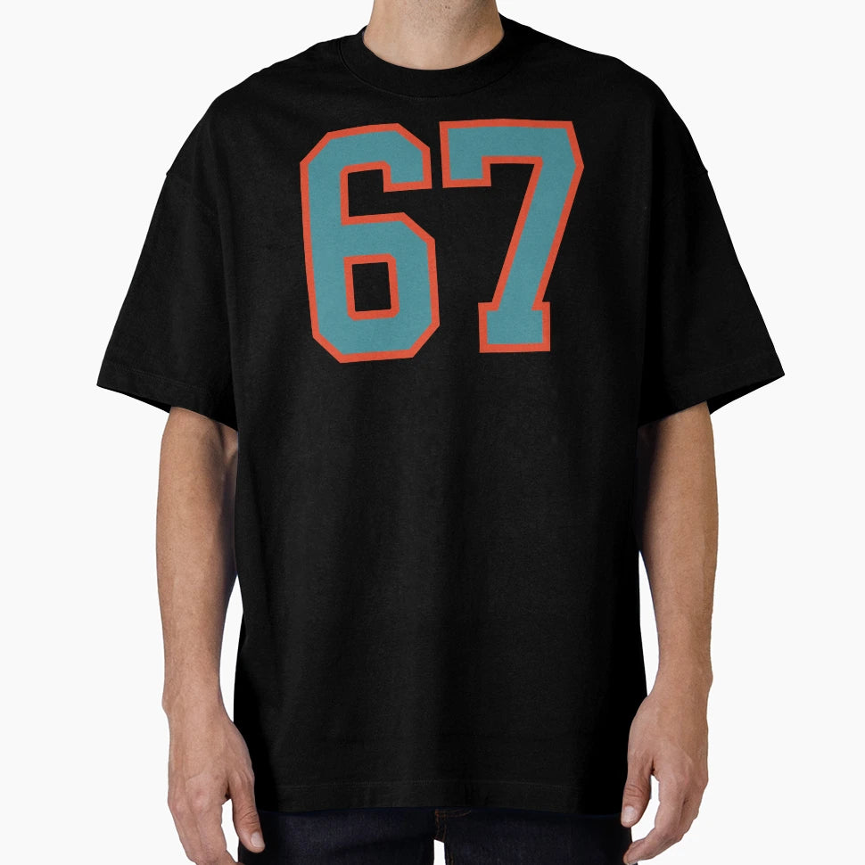 67 Number Aqua Orange Lucky Sports T-Shirt - Novelty Apparel for Adults - T-Shirt, Sweatshirt, Hoodie