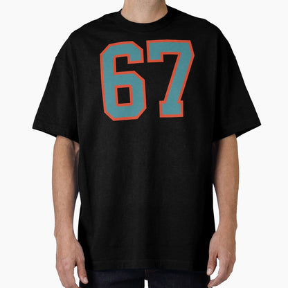 67 Number Aqua Orange Lucky Sports T-Shirt - Novelty Apparel for Adults - T-Shirt, Sweatshirt, Hoodie