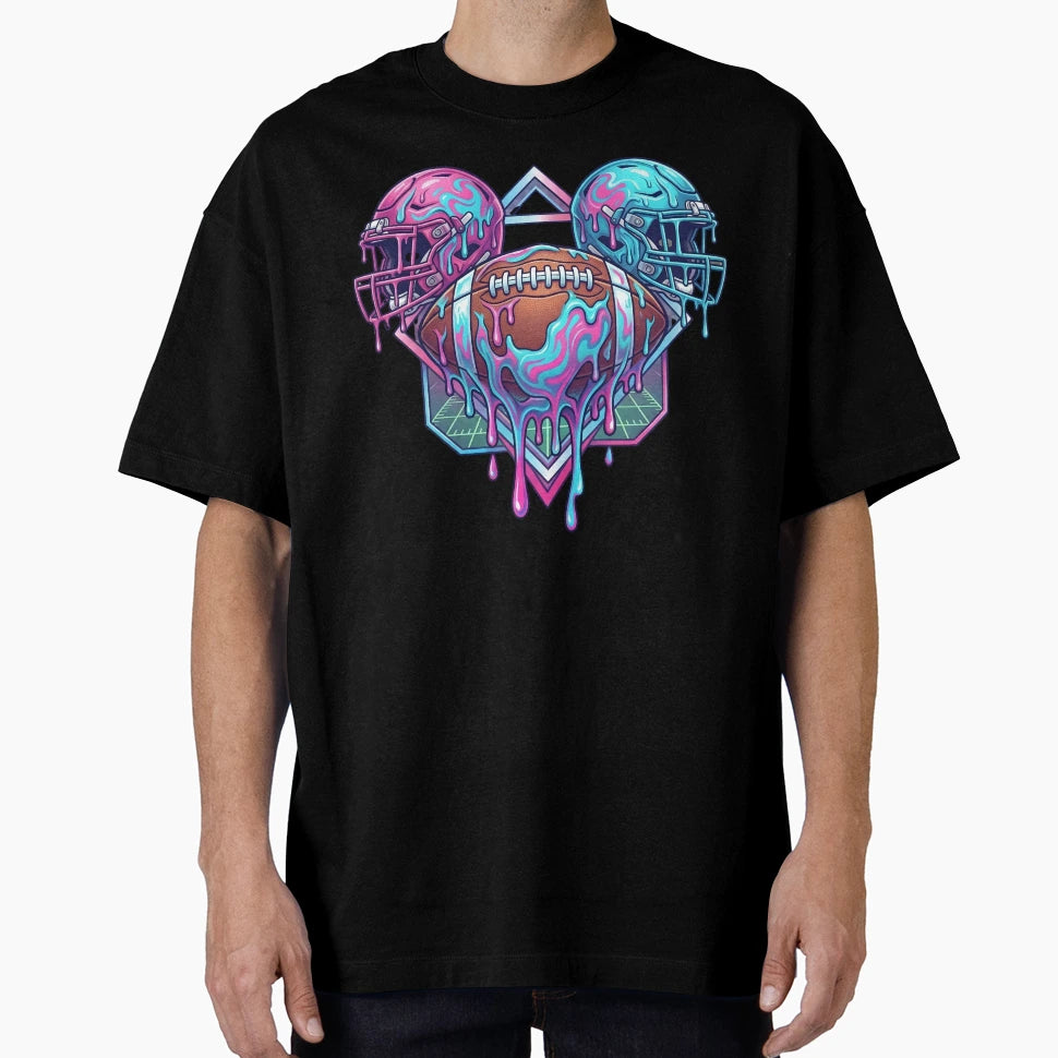 Footbanll Drip Ice Cream Drip T-Shirt - Aesthetic Graphic for Adults - T-Shirt, Sweatshirt, Hoodie