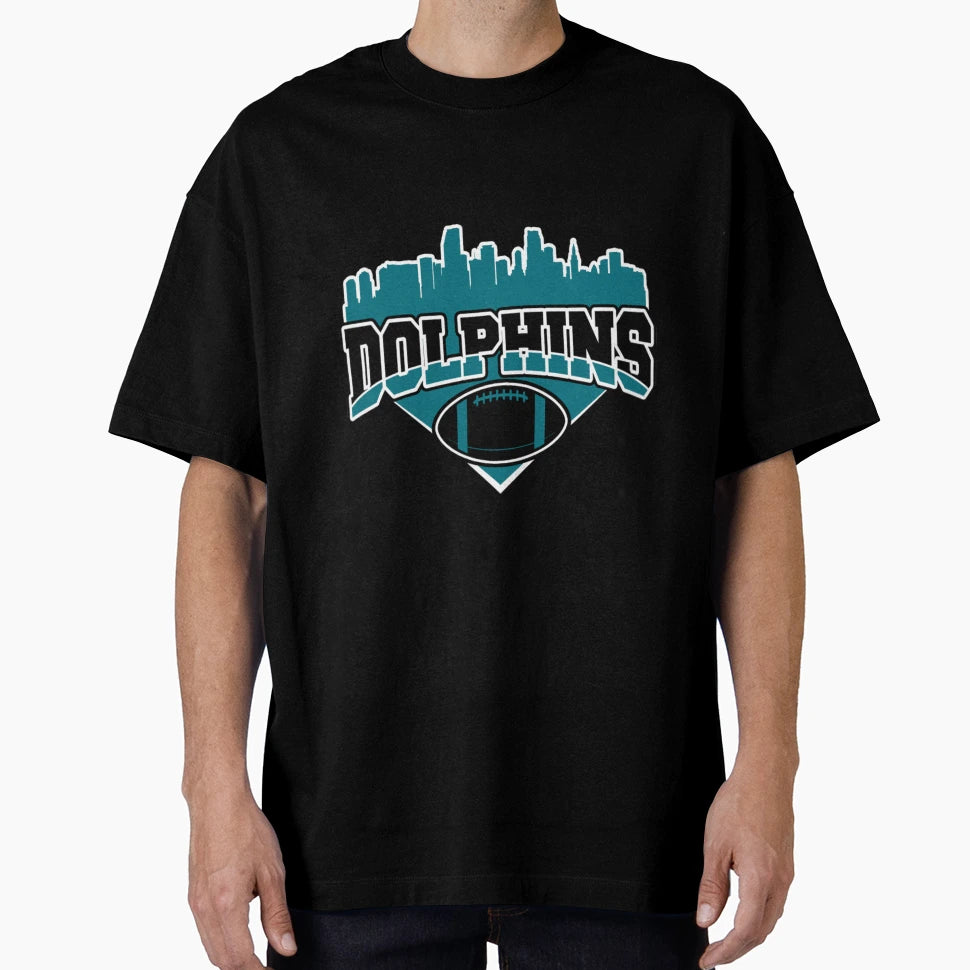 Dolphins Football Skyline Football Team T-Shirt - Trendy Graphic Unisex - T-Shirt, Sweatshirt, Hoodie