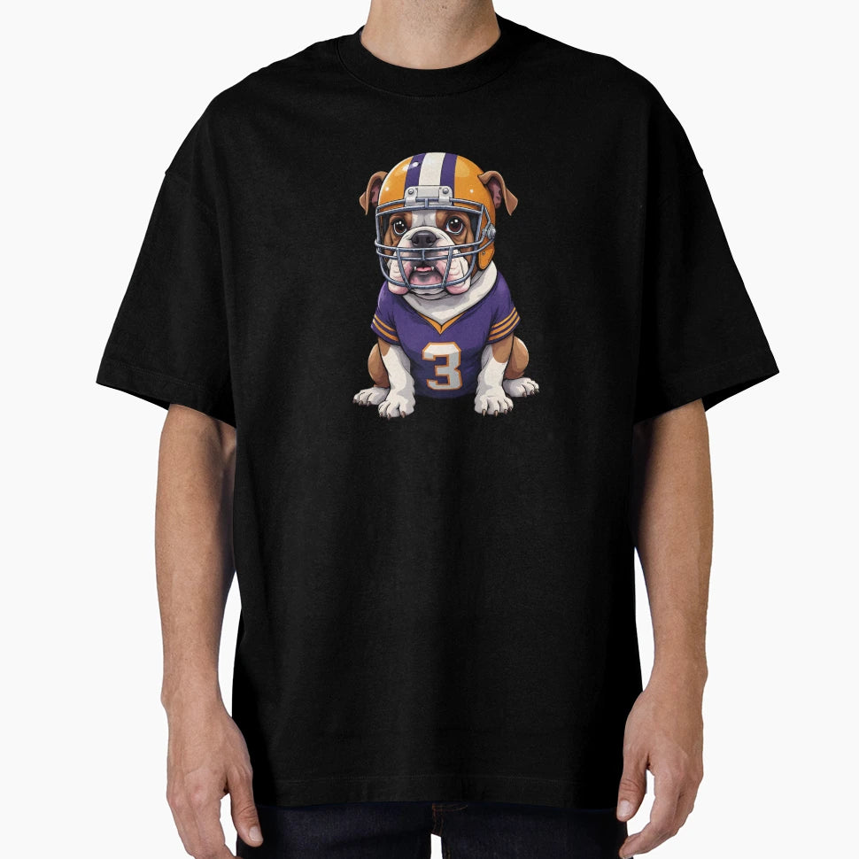 Bulldog Football Mascot Jersey T-Shirt - Custom Art Print Men Women - T-Shirt, Sweatshirt, Hoodie