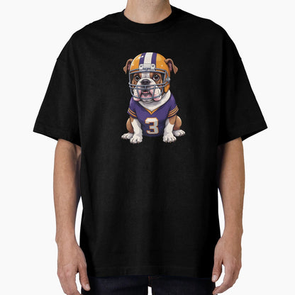 Bulldog Football Mascot Jersey T-Shirt - Custom Art Print Men Women - T-Shirt, Sweatshirt, Hoodie