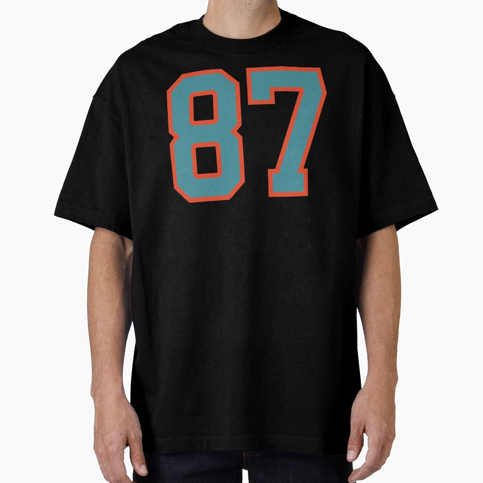 87 Number Aqua Orange Lucky Sports T-Shirt - Fun Novelty Design Unisex - T-Shirt, Sweatshirt, Hoodie