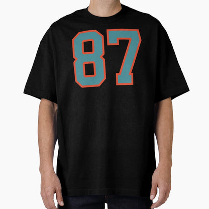 87 Number Aqua Orange Lucky Sports T-Shirt - Fun Novelty Design Unisex - T-Shirt, Sweatshirt, Hoodie