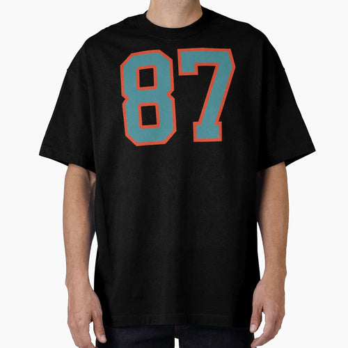 87 Number Aqua Orange Lucky Sports T-Shirt - Fun Novelty Design Unisex - T-Shirt, Sweatshirt, Hoodie
