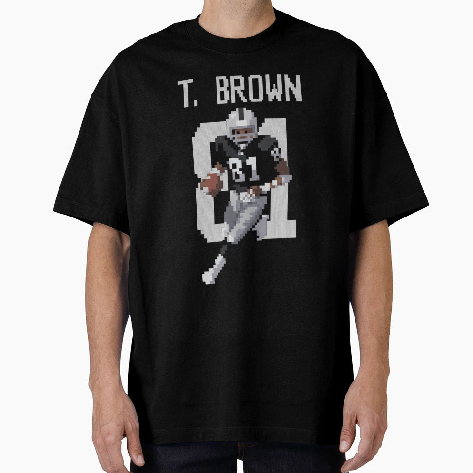 Tim Brown Raiders Pixel Football T-Shirt - Aesthetic Graphic for Adults - T-Shirt, Sweatshirt, Hoodie