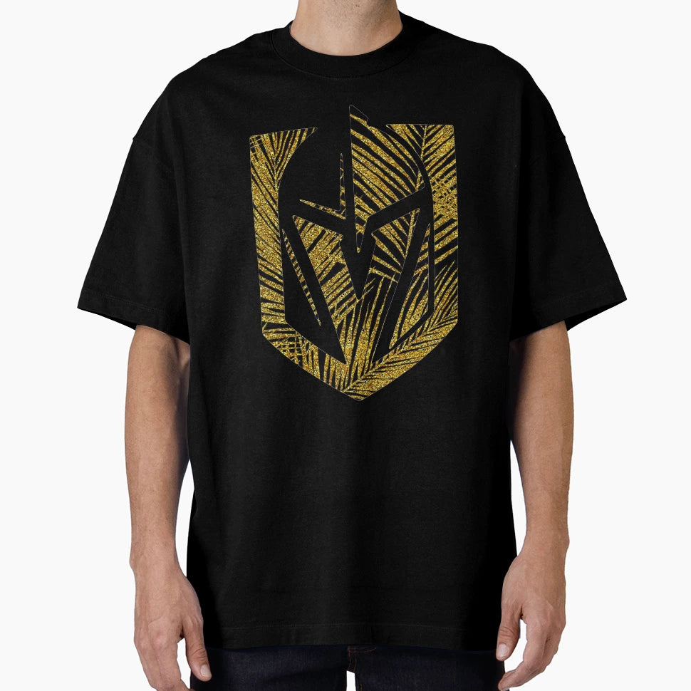 Gold And Black Metallic Leaves T-Shirt - Fun Novelty Design Men Women - T-Shirt, Sweatshirt, Hoodie