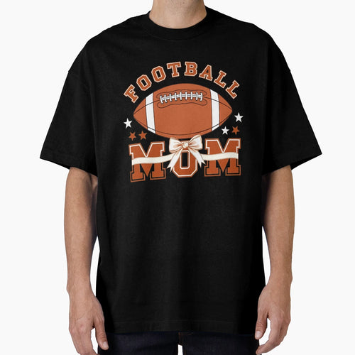 Proud Football Mom Bow And Stars T-Shirt - Custom Art Print Men Women - T-Shirt, Sweatshirt, Hoodie
