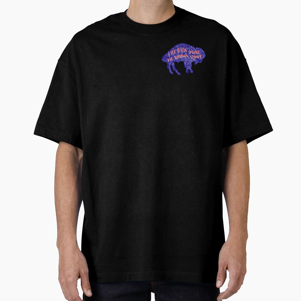 Copy Buffalo Bills Shout Logo Blue T-Shirt - Minimalist Print for Adults - T-Shirt, Sweatshirt, Hoodie