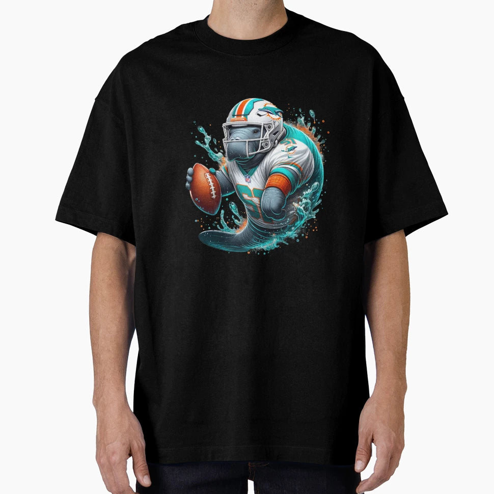 Funny Manatee Miami Dolphins Uniform T-Shirt - Aesthetic Graphic Men Women - T-Shirt, Sweatshirt, Hoodie