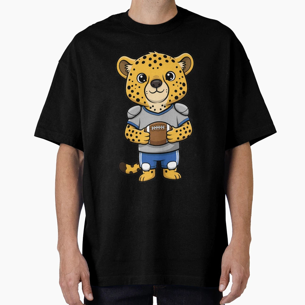 Cheetah Football Player Cartoon T-Shirt - Streetwear Style Unisex - T-Shirt, Sweatshirt, Hoodie