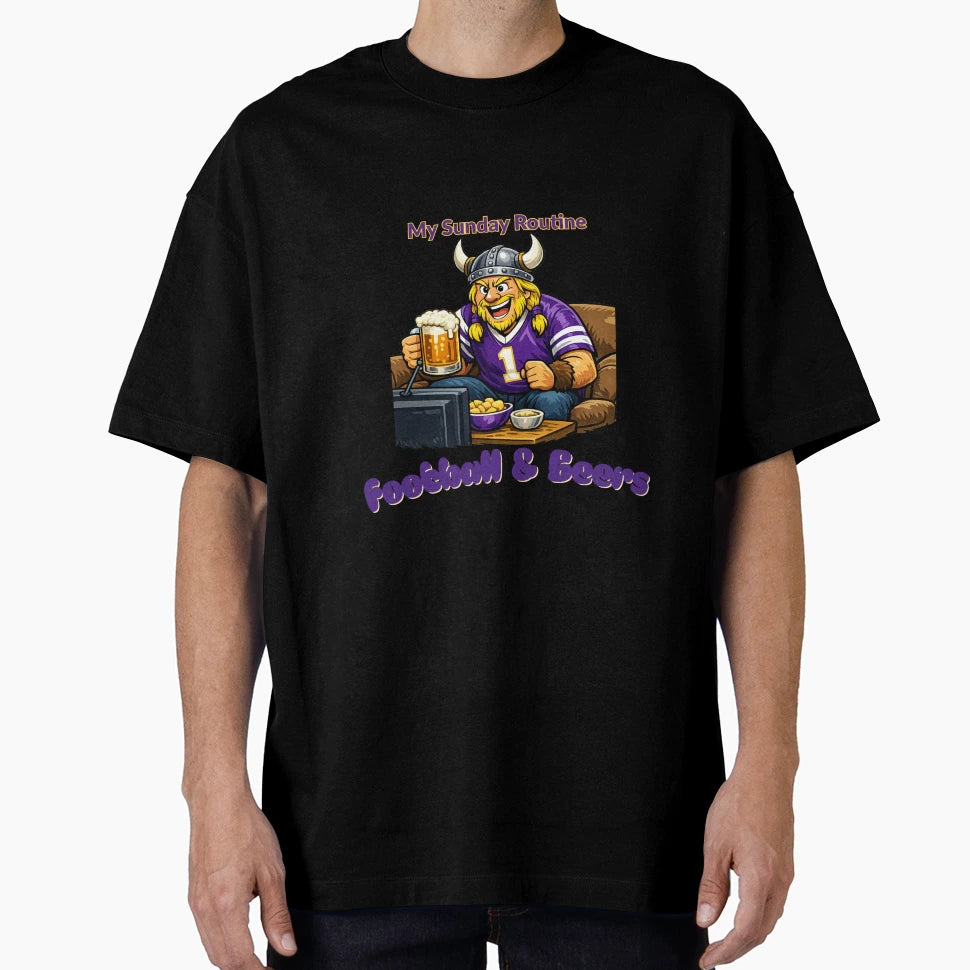Minnesota Vikings Sunday Routine T-Shirt - Custom Art Print Unisex - T-Shirt, Sweatshirt, Hoodie