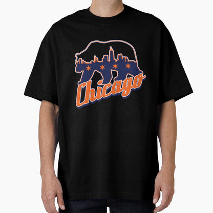 Chi Bear Chicago Skyline Chicago Flag T-Shirt - Novelty Apparel for Adults - T-Shirt, Sweatshirt, Hoodie