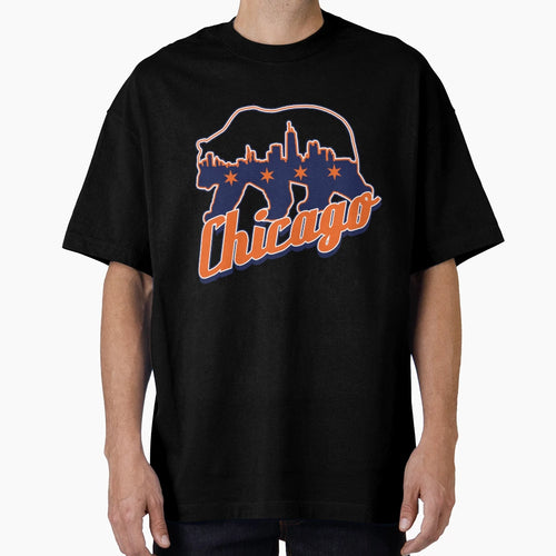 Chi Bear Chicago Skyline Chicago Flag T-Shirt - Novelty Apparel for Adults - T-Shirt, Sweatshirt, Hoodie