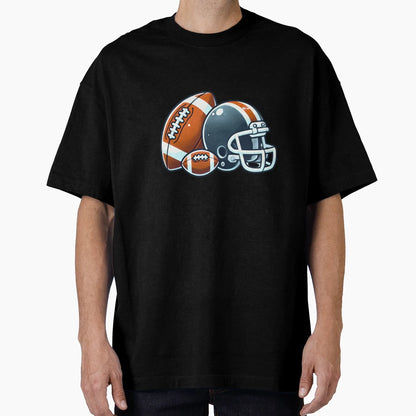 Copy Football Ball And Helmet Cartoon Image T-Shirt - Trendy Graphic Unisex - T-Shirt, Sweatshirt, Hoodie