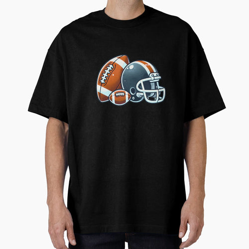 Copy Football Ball And Helmet Cartoon Image T-Shirt - Trendy Graphic Unisex - T-Shirt, Sweatshirt, Hoodie