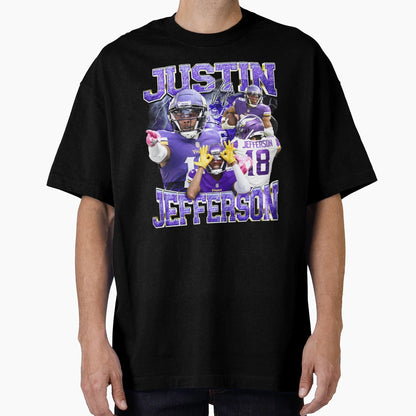 Justins Jeffersons Football Player T-Shirt - Unique Graphic for Adults - T-Shirt, Sweatshirt, Hoodie
