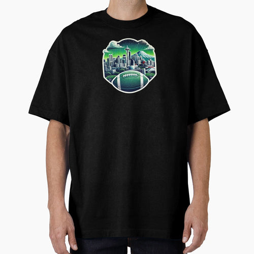 Seattle Skyline Football T-Shirt - Aesthetic Graphic for Adults - T-Shirt, Sweatshirt, Hoodie
