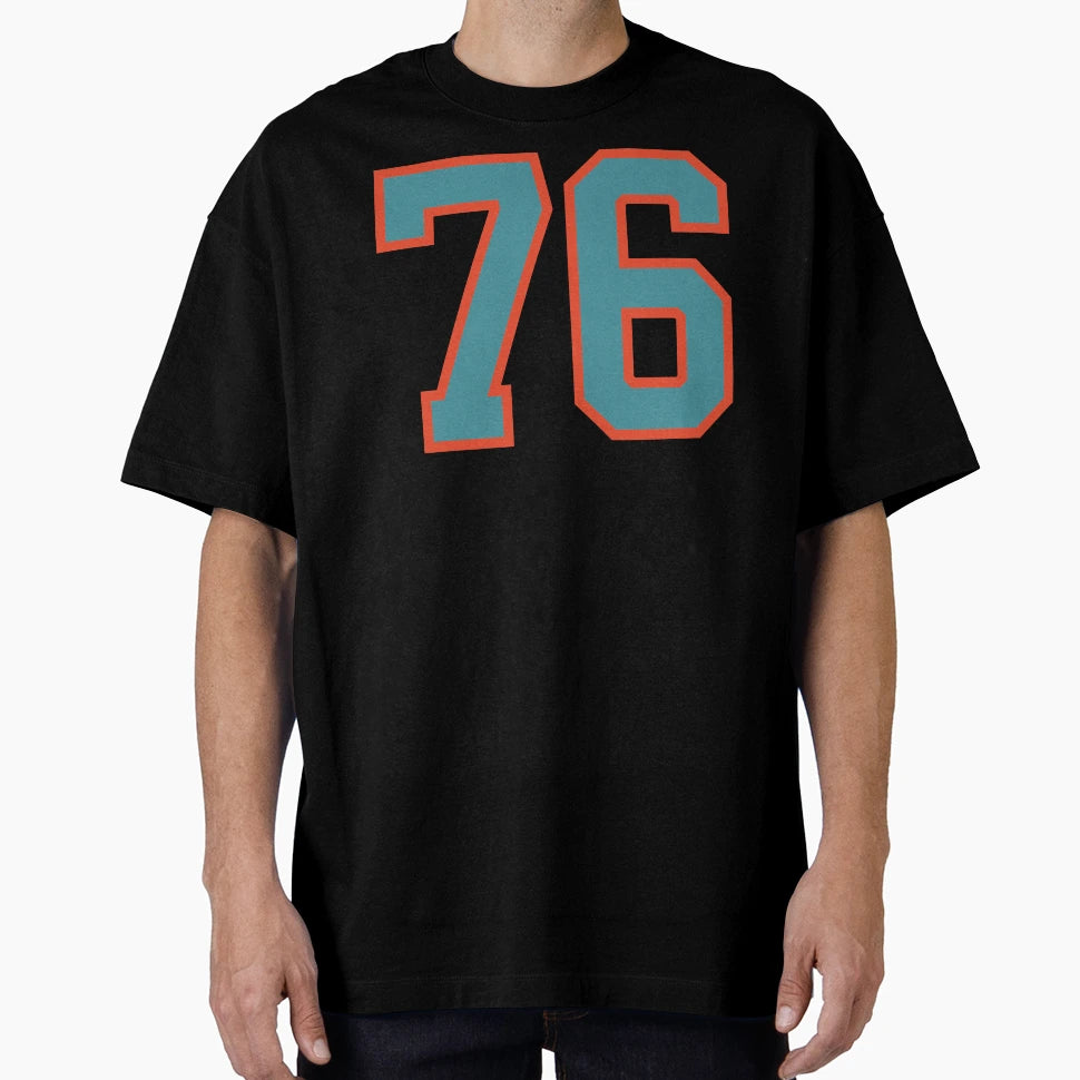 76 Number Aqua Orange Lucky Sports T-Shirt - Aesthetic Graphic for Adults - T-Shirt, Sweatshirt, Hoodie