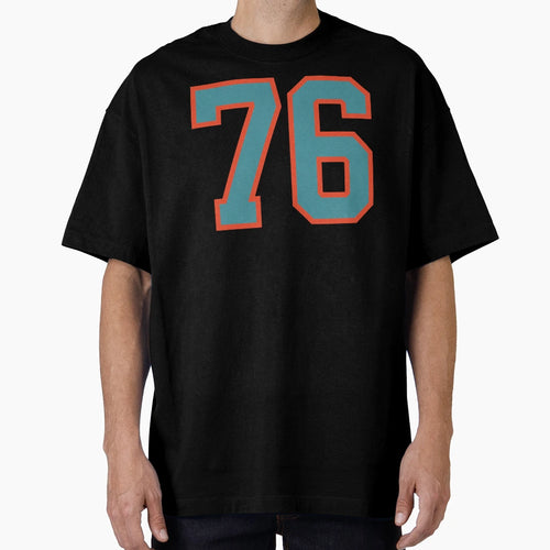 76 Number Aqua Orange Lucky Sports T-Shirt - Aesthetic Graphic for Adults - T-Shirt, Sweatshirt, Hoodie
