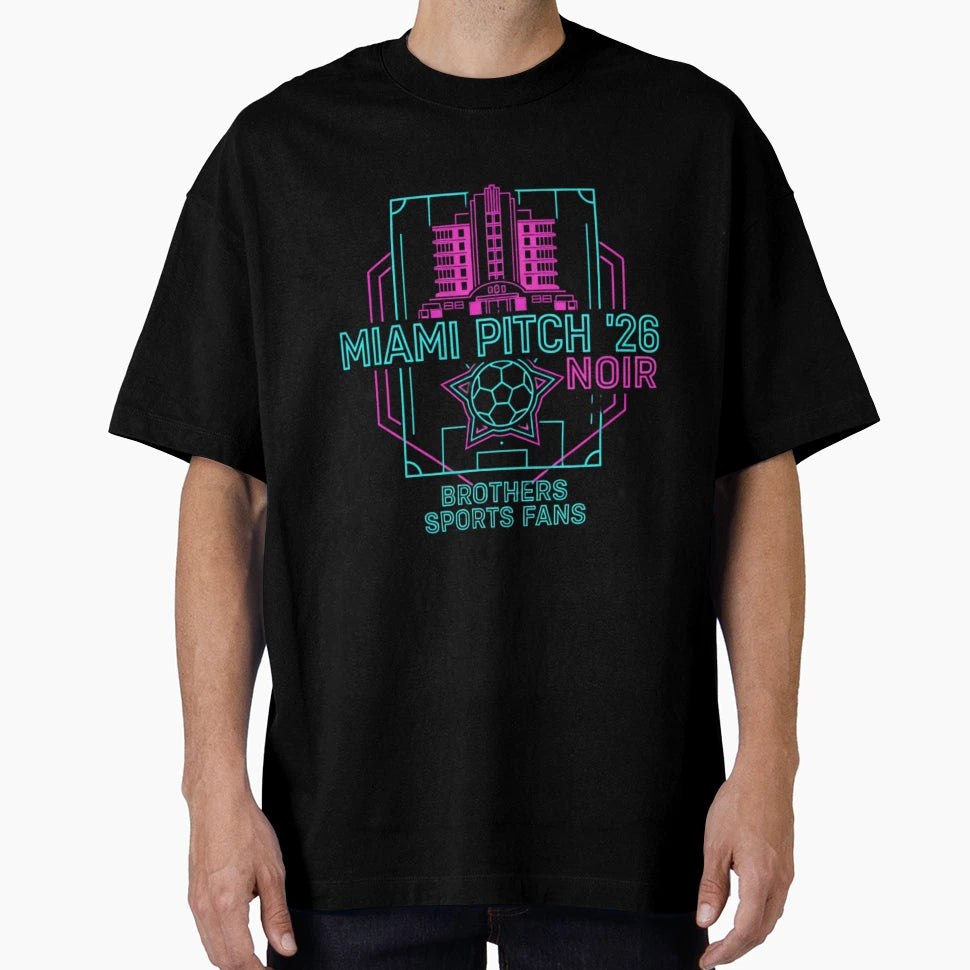 Miami Pitch 26 Noir Neon Art Deco Soccer T-Shirt - Unique Graphic Men Women - T-Shirt, Sweatshirt, Hoodie