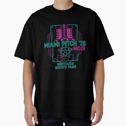 Miami Pitch 26 Noir Neon Art Deco Soccer T-Shirt - Unique Graphic Men Women - T-Shirt, Sweatshirt, Hoodie