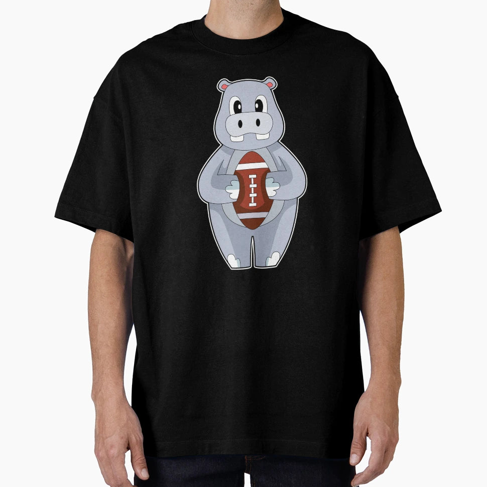 Hippo American Football T-Shirt - Aesthetic Graphic for Adults - T-Shirt, Sweatshirt, Hoodie