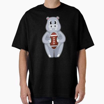 Hippo American Football T-Shirt - Aesthetic Graphic for Adults - T-Shirt, Sweatshirt, Hoodie