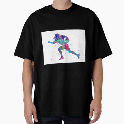 American Football Player Watercolor T-Shirt - Fun Novelty Design Men Women - T-Shirt, Sweatshirt, Hoodie