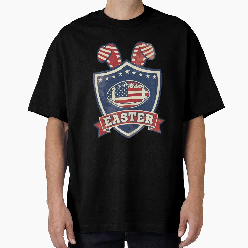 Patriotic Easter Football Bunny Shield T-Shirt - Novelty Apparel Unisex - T-Shirt, Sweatshirt, Hoodie