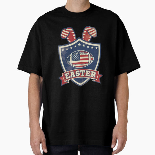 Patriotic Easter Football Bunny Shield T-Shirt - Novelty Apparel Unisex - T-Shirt, Sweatshirt, Hoodie