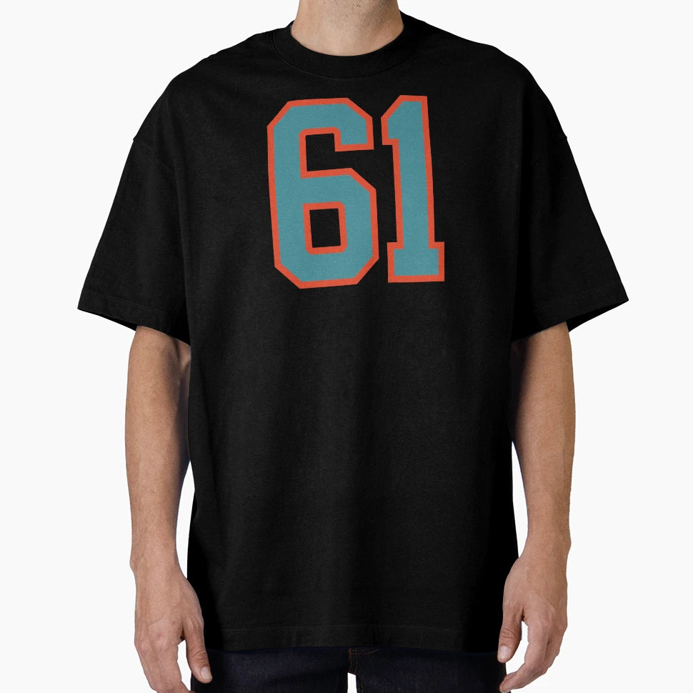 61 Number Aqua Orange Lucky Sports T-Shirt - Novelty Apparel for Adults - T-Shirt, Sweatshirt, Hoodie