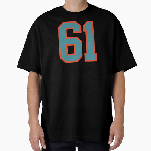 61 Number Aqua Orange Lucky Sports T-Shirt - Novelty Apparel for Adults - T-Shirt, Sweatshirt, Hoodie