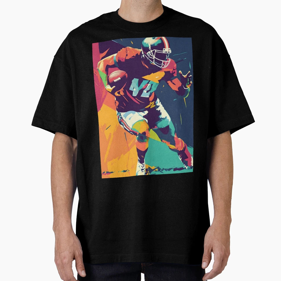 Vibrant Pop Art Football Player Motion T-Shirt - Graphic Print Men Women - T-Shirt, Sweatshirt, Hoodie