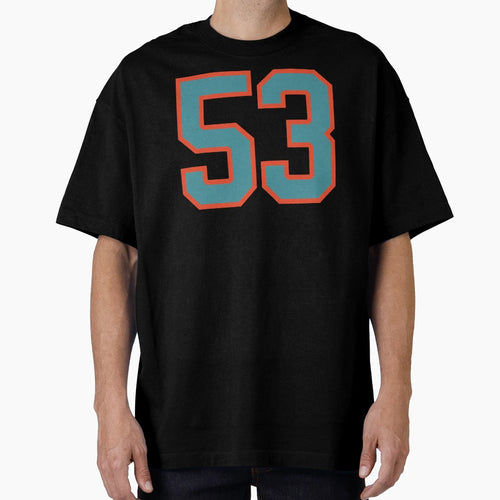 53 Number Aqua Orange Lucky Sports Fifty T-Shirt - Custom Art Print Unisex - T-Shirt, Sweatshirt, Hoodie