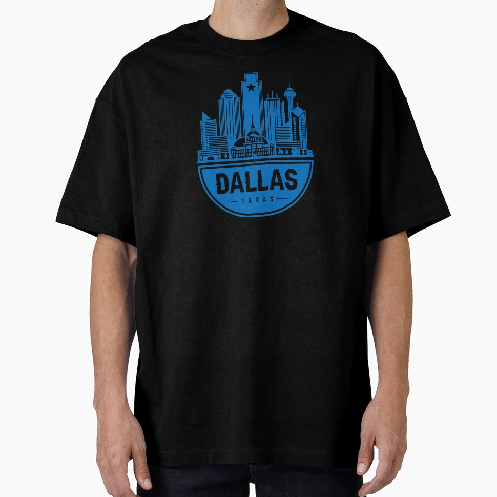 Dallas City Skyline Blue T-Shirt - Casual Everyday Wear Unisex - T-Shirt, Sweatshirt, Hoodie