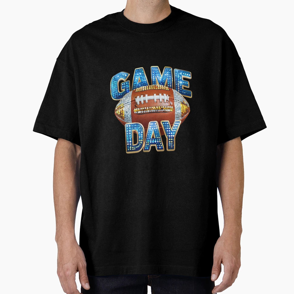 Game Day Sequin Football Shiny And T-Shirt - Fun Novelty Design Men Women - T-Shirt, Sweatshirt, Hoodie