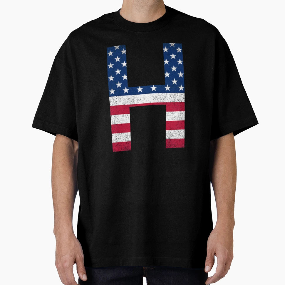 Letter H Capital Alphabet American T-Shirt - Novelty Apparel for Adults - T-Shirt, Sweatshirt, Hoodie