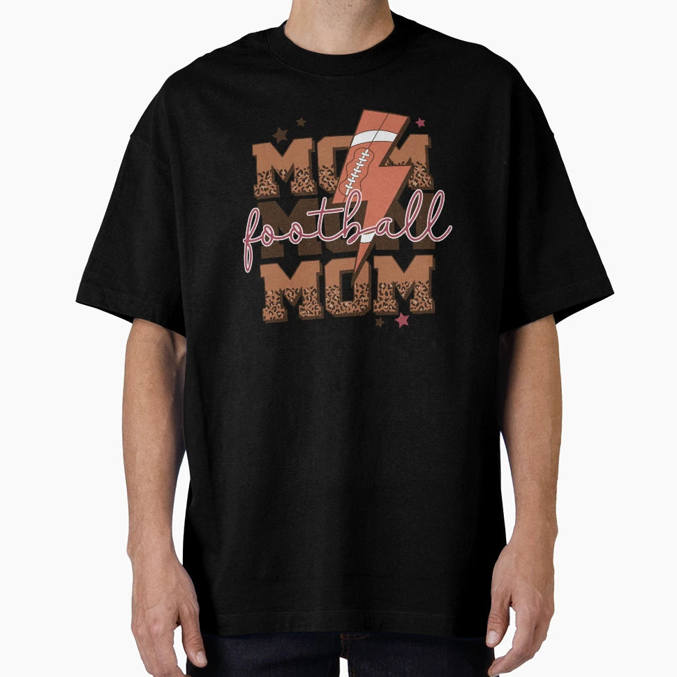 Leopard Football Mom Lightning Bolt T-Shirt - Streetwear Style for Adults - T-Shirt, Sweatshirt, Hoodie