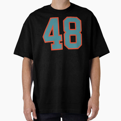 48 Number Aqua Orange Lucky Sports T-Shirt - Aesthetic Graphic for Adults - T-Shirt, Sweatshirt, Hoodie