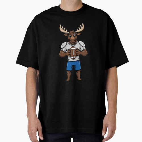 Moose Football Player Mascot Cartoon T-Shirt - Unique Graphic Men Women - T-Shirt, Sweatshirt, Hoodie