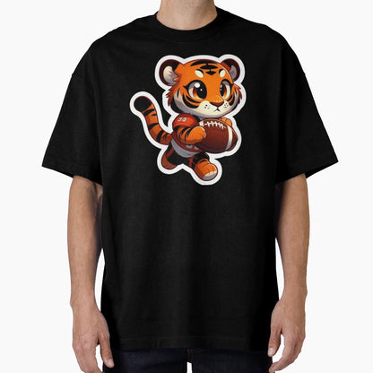 Animated Orange Tigress Footballer T-Shirt - Graphic Print for Adults - T-Shirt, Sweatshirt, Hoodie