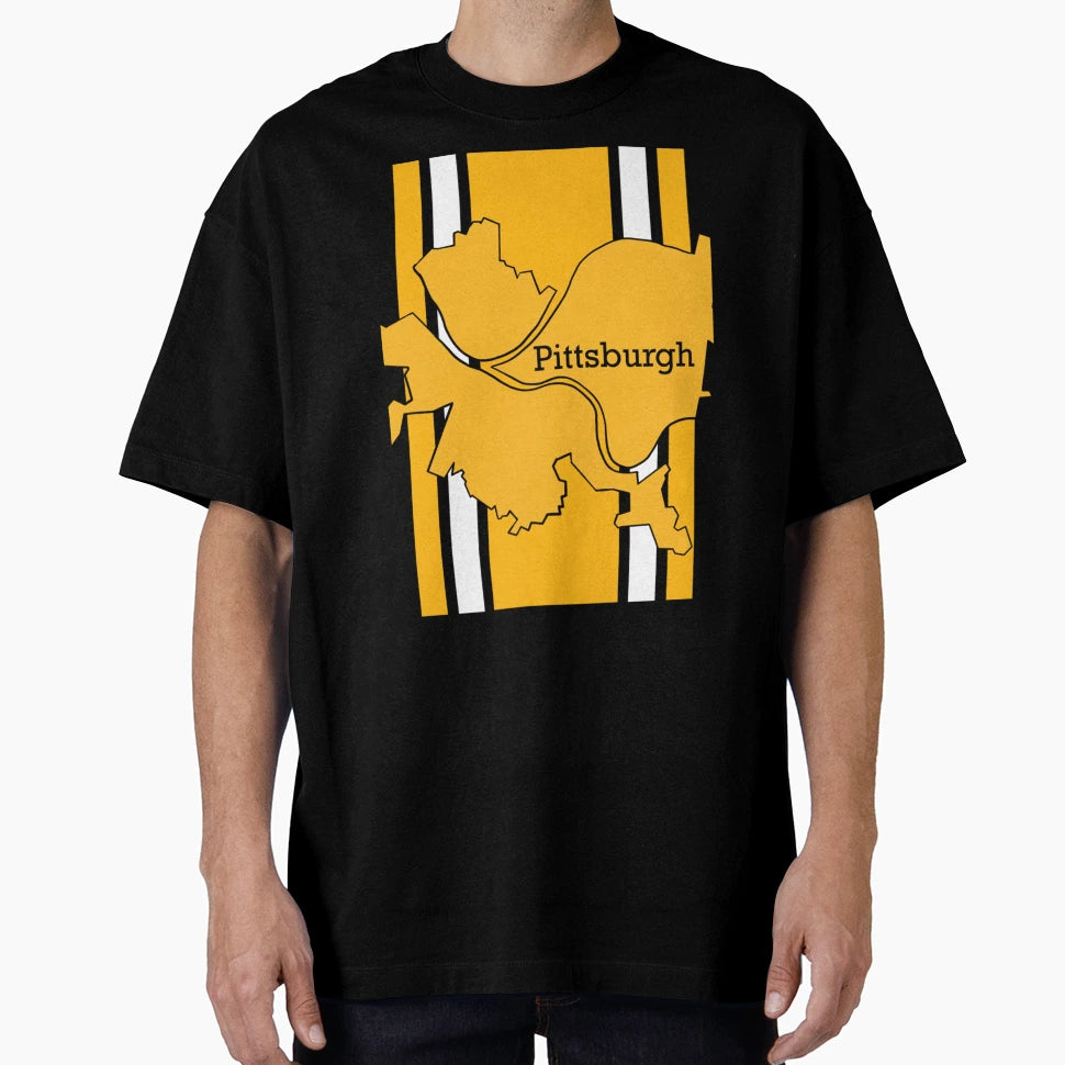 Pittsburgh City Map Team Colors Shirts T-Shirt - Novelty Apparel Men Women - T-Shirt, Sweatshirt, Hoodie