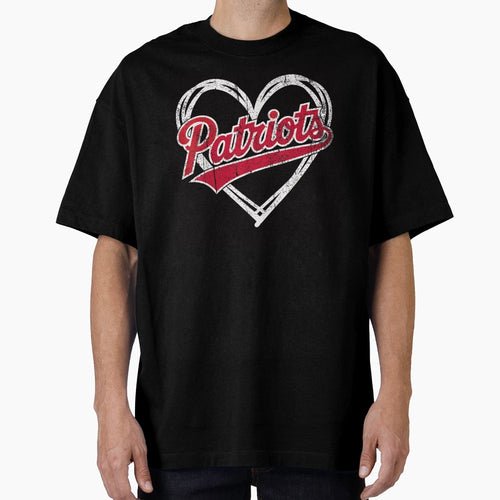 Patriots Red White Distressed Heart T-Shirt - Streetwear Style for Adults - T-Shirt, Sweatshirt, Hoodie