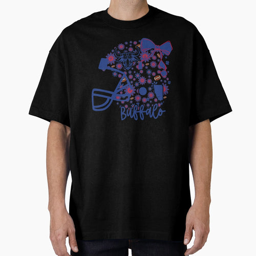 Buffalo Floral Football Helmet T-Shirt - Graphic Print Unisex - T-Shirt, Sweatshirt, Hoodie