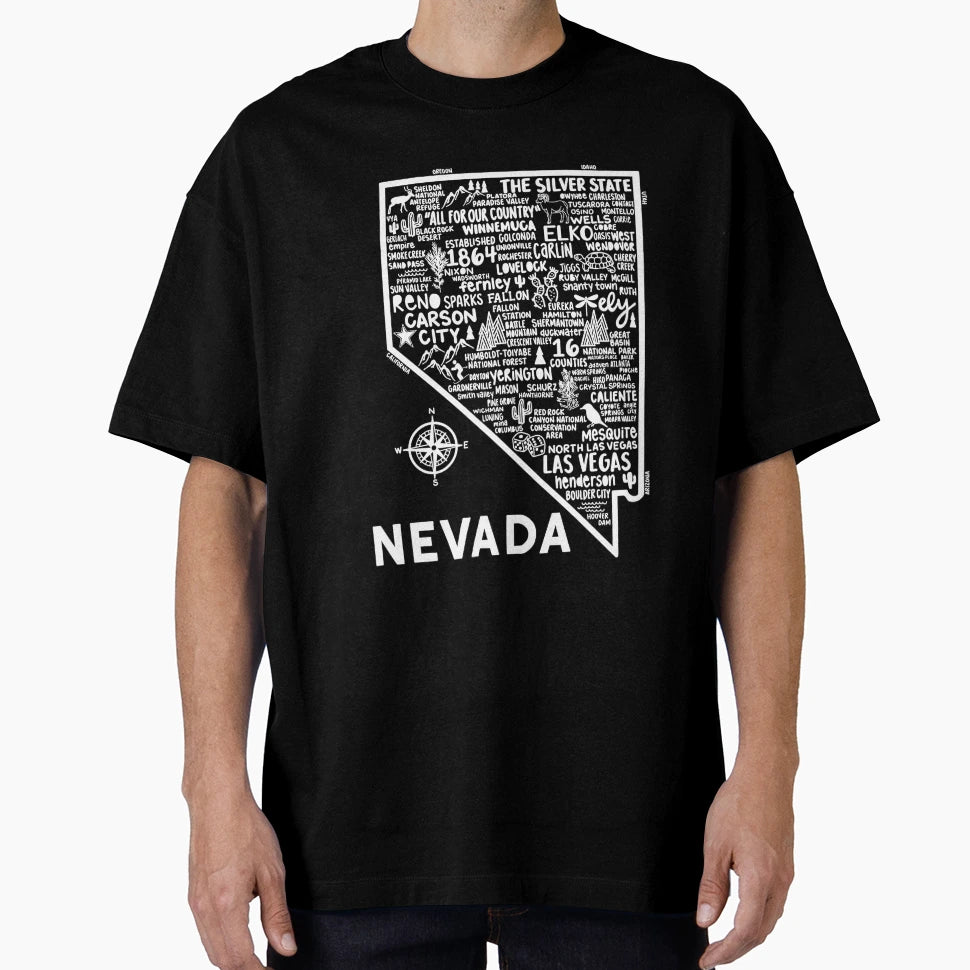 Nevada Map T-Shirt - Aesthetic Graphic Unisex - T-Shirt, Sweatshirt, Hoodie