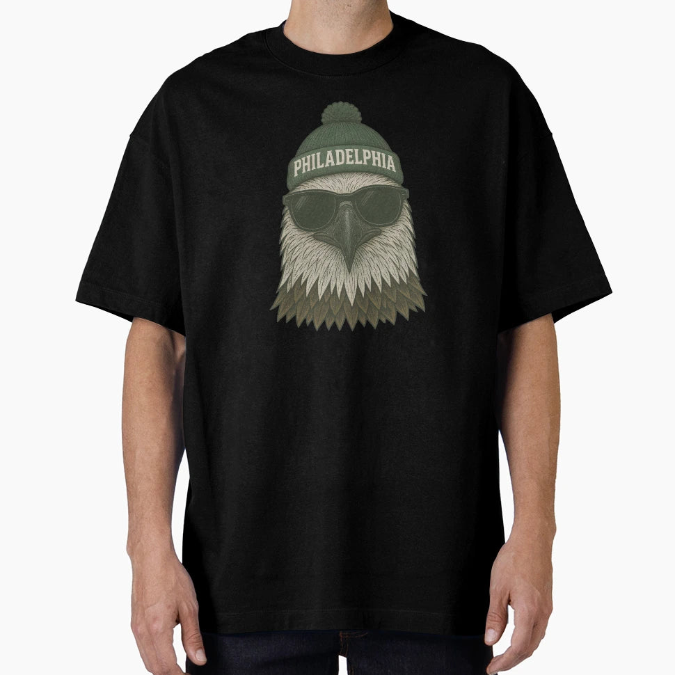 Philadelphia Eagle Beanie Sunglasses T-Shirt - Custom Art Print Unisex - T-Shirt, Sweatshirt, Hoodie
