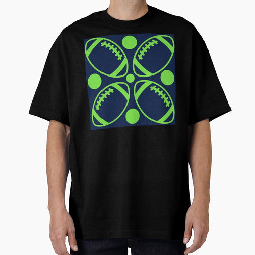 Football Neon Green And Blue Pattern T-Shirt - Minimalist Print for Adults - T-Shirt, Sweatshirt, Hoodie