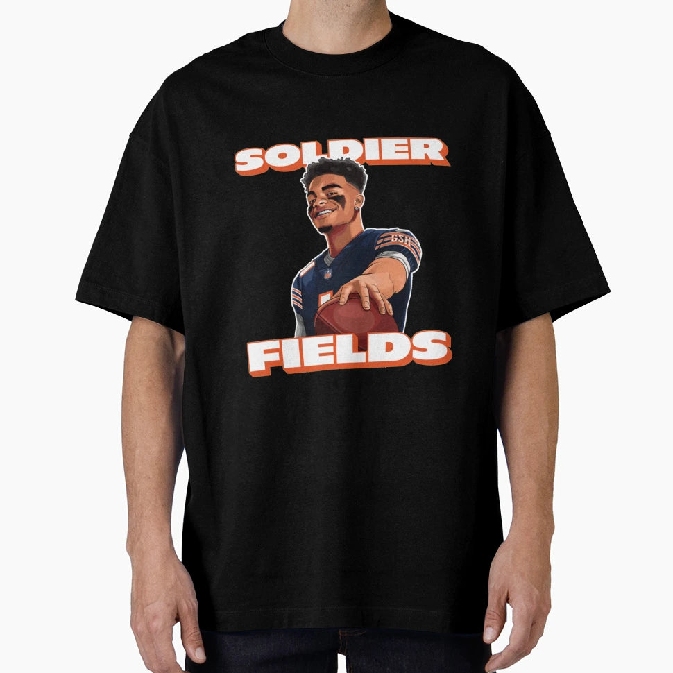 Soldier Fields Justin Fields Chicago T-Shirt - Aesthetic Graphic Unisex - T-Shirt, Sweatshirt, Hoodie